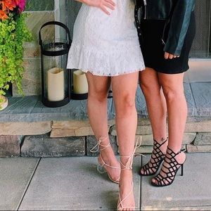 Boohoo Tie Up Strap Block Heels